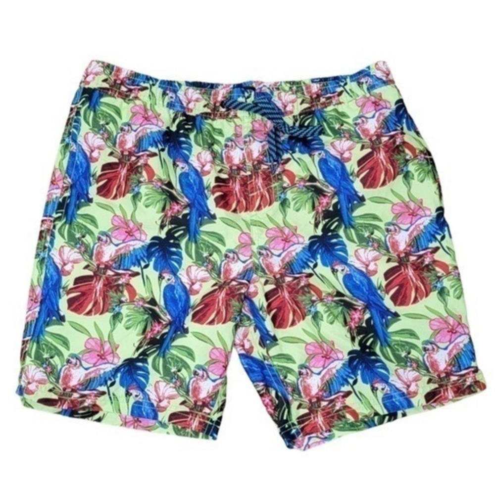 Members Only Tropical Parrot Swim Trunks size Medium‎ Beach Pool Vacation Resort